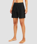 women's high waist lined swim shorts 7'' in black - side view