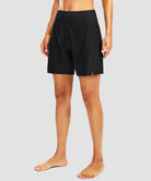 women's high waist lined swim shorts 7'' in black - side view