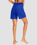 women's high waist lined swim shorts 7'' in blue - back view