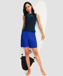 women's high waist lined swim shorts 7'' in blue - matching outfits view