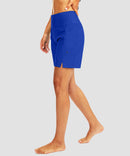women's high waist lined swim shorts 7'' in blue - side view