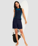 women's high waist lined swim shorts 7'' in dark blue - matching outfits view