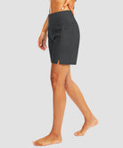 women's high waist lined swim shorts 7'' in dark gray - side view