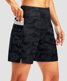 women's high waist lined swim shorts 7'' in gray camo - front view