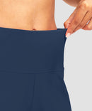 women's high waist lined swim shorts 7'' in navy - waistband detail view