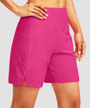 women's high waist lined swim shorts 7'' in rose - front view