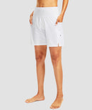 women's high waist lined swim shorts 7'' in white - side view