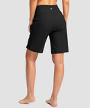 women's high waist lined swim shorts 9' in black - back view