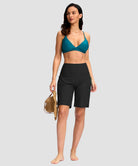 women's high waist lined swim shorts 9' in black - matching outfits view