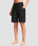 women's high waist lined swim shorts 9' in black - side view