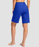 women's high waist lined swim shorts 9' in blue - back view