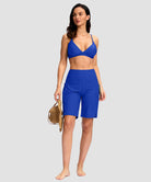 women's high waist lined swim shorts 9' in blue - matching outfits view