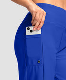 women's high waist lined swim shorts 9' in blue - pocket detail view