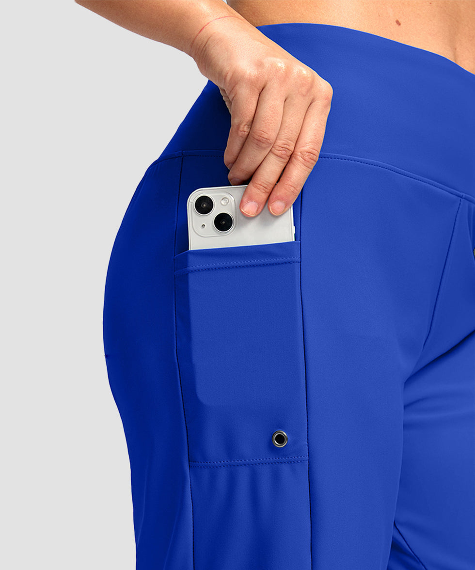 women's high waist lined swim shorts 9' in blue - pocket detail view