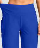 women's high waist lined swim shorts 9' in blue - waistband detail view