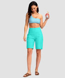 women's high waist lined swim shorts 9' in cyan - matching outfits view