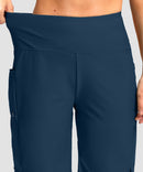 women's high waist lined swim shorts 9' in dark blue - waistband detail view