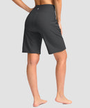 women's high waist lined swim shorts 9' in dark gray - back view