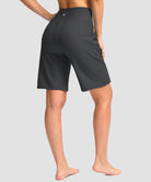 women's high waist lined swim shorts 9' in dark gray - back view