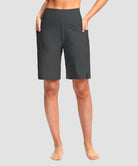 women's high waist lined swim shorts 9' in dark gray - front view