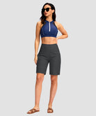 women's high waist lined swim shorts 9' in dark gray - matching outfits view