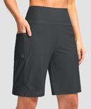 women's high waist lined swim shorts 9' in dark gray - side view