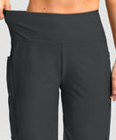 women's high waist lined swim shorts 9' in dark gray - waistband detail view