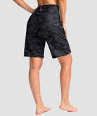 women's high waist lined swim shorts 9' in gray camo - back view