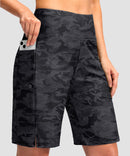 women's high waist lined swim shorts 9' in gray camo - front view