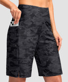 women's high waist lined swim shorts 9' in gray camo - front view