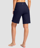 women's high waist lined swim shorts 9' in navy - back view
