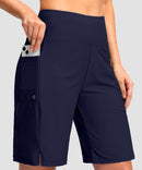 women's high waist lined swim shorts 9' in navy - front view