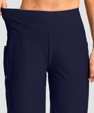 women's high waist lined swim shorts 9' in navy - waistband detail view