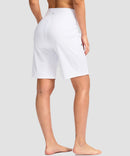 women's high waist lined swim shorts 9' in white - back view