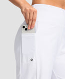 women's high waist lined swim shorts 9' in white - pocket detail view