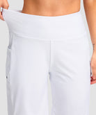 women's high waist lined swim shorts 9' in white - waistband detail view