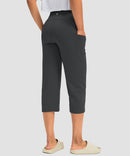 women's high waist straight capris in dark gray - back view