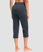 women's high waist straight capris in dusty blue - back view