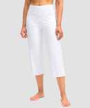 women's high waist straight capris in white - pocket detail view