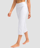 women's high waist straight capris in white - side view