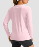 women's hip-length workout long sleeve in light pink - back view