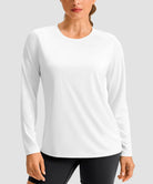 women's hip-length workout long sleeve in white - front view