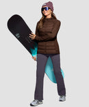 women's lightweight with 6 pockets puffer jacket in brown - side view
