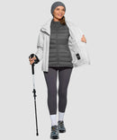 women's lightweight with 6 pockets puffer jacket in dark gray - side view