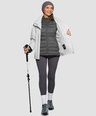 women's lightweight with 6 pockets puffer jacket in dark gray - side view