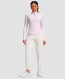 women's longline slim full zip pocketed workout jacket in light pink - matching outfits view 1