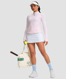 women's longline slim full zip pocketed workout jacket in light pink - matching outfits view 2