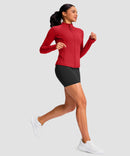 women's longline slim full zip pocketed workout jacket in red - matching outfits view