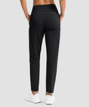 women's mid-rise fleece straight pants 27.5''/29'' in black - back view