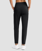 women's mid-rise fleece straight pants 27.5''/29'' in black - back view